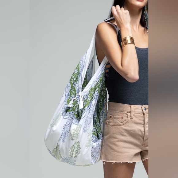 Hobo Beach Yoga Boho Chic Shoulder Bag - Handblock Ethnic & Floral Print - Picture 5 of 8